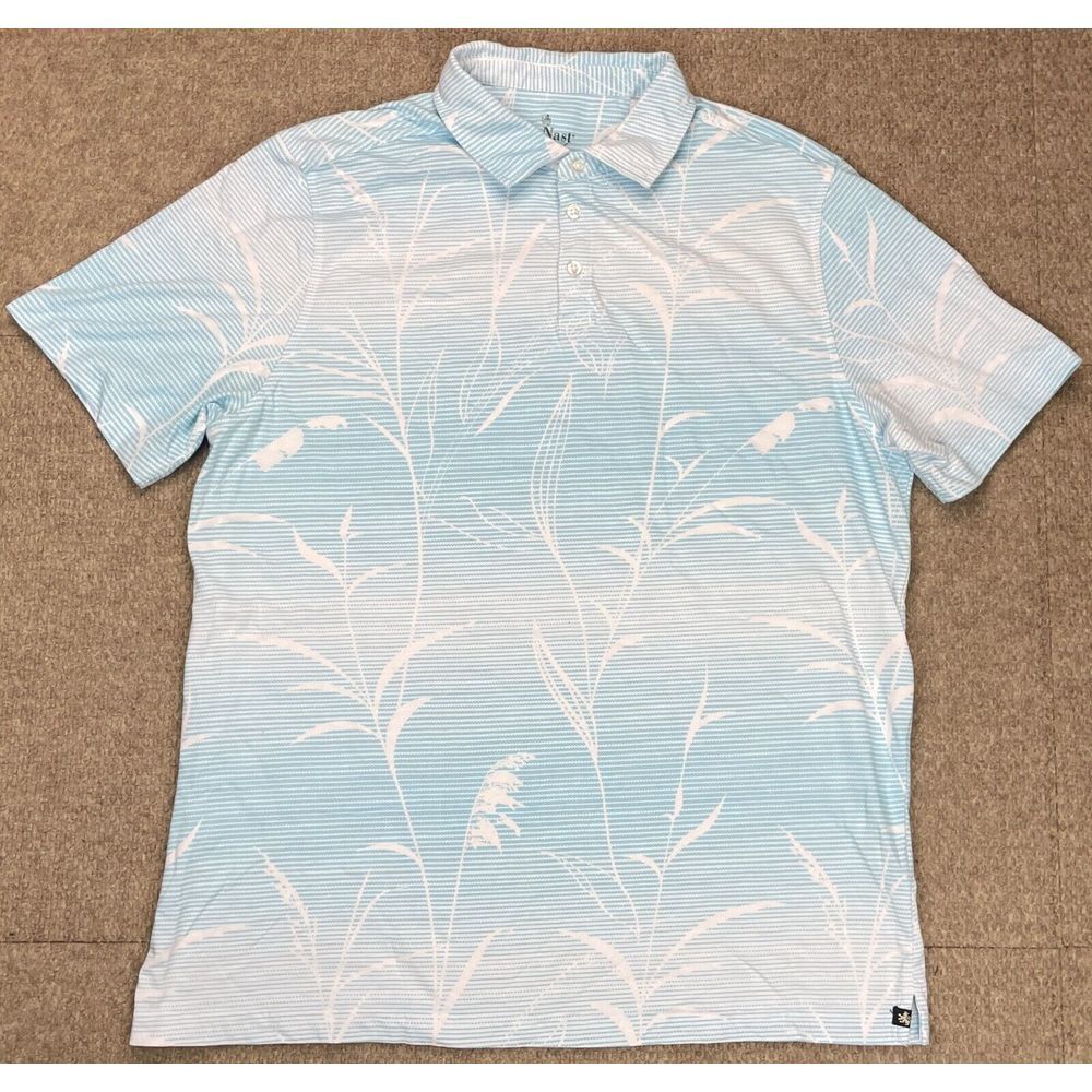 Nat Nast Luxury Originals Mens Short Sleeve Striped Flower Pattern Polo Shirt XL